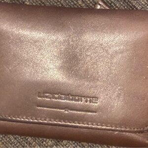 Liz Claiborne Brown Leather Wallet with Embossed Logo